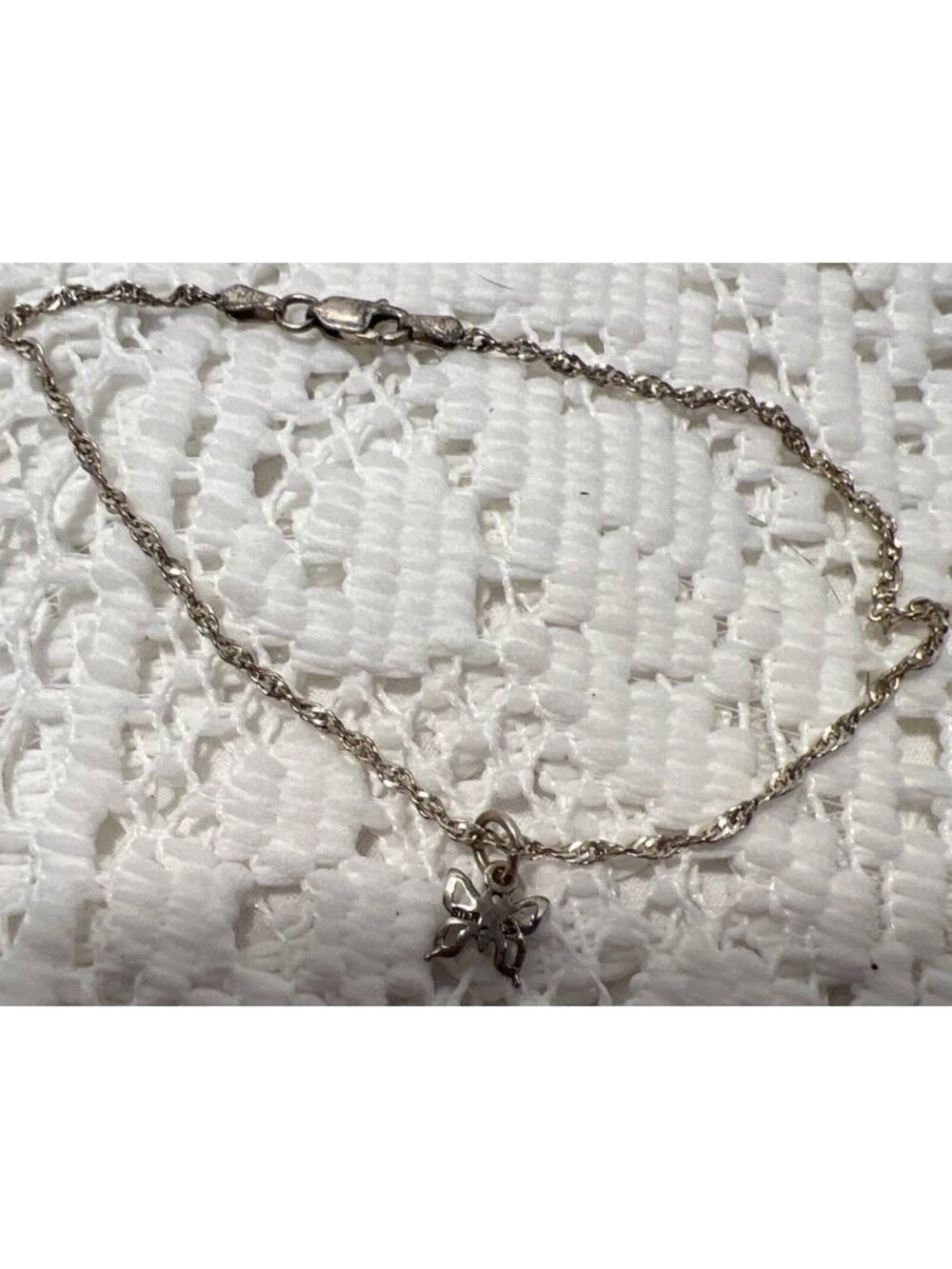 Sterling Silver Butterfly 🦋 Charm Bracelet / Anklet Italy 925 9.5”